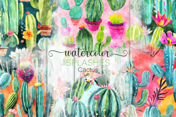 Download Cactus Splashes - Watercolor Textures - Texture Collection