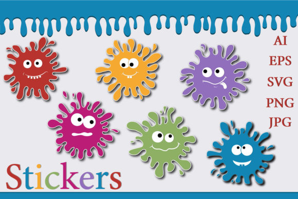 Download Stickers and Clip Art Color Blots Monste - Premium Resources