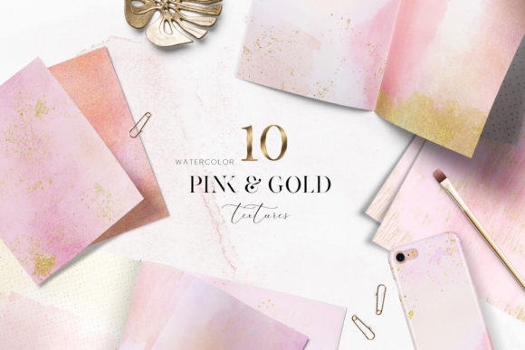 Download Pink and Gold Watercolor Textures - Texture Collection