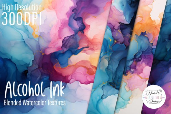 Download Alcohol Ink Blended Watercolor Textures - Texture Collection