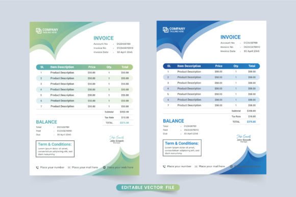 Download Business Invoices with Modern Shapes - Premium Bundle