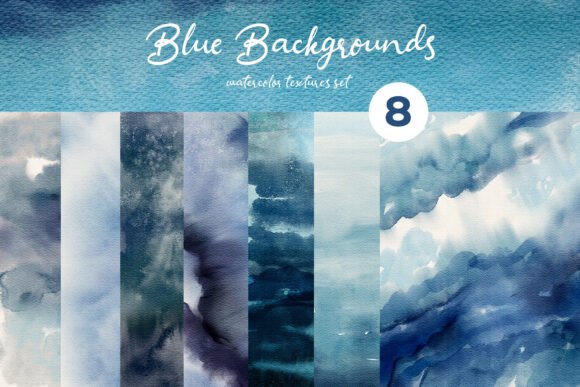Download Blue Backgrounds Watercolor Textures Set - Texture Collection