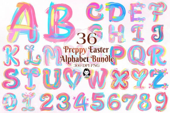Download Preppy Brushstroke Easter Day Alphabet - Stroke Collection
